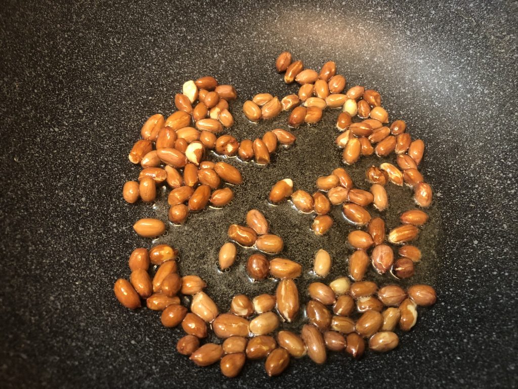 Add peanuts to the pan